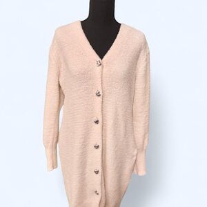 Women's Cream Button-Up Sweater